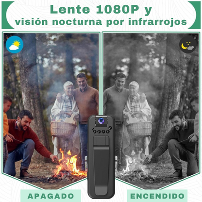 Mini Cámara Corporal HD 1080P con Lente Giratoria de 180°